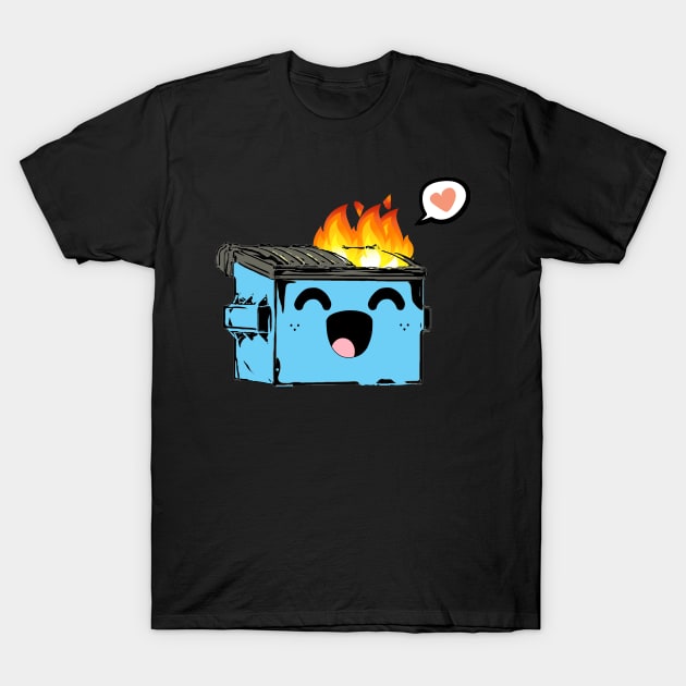 Kawaii Cute Dumpster Fire Love T-Shirt by aaallsmiles